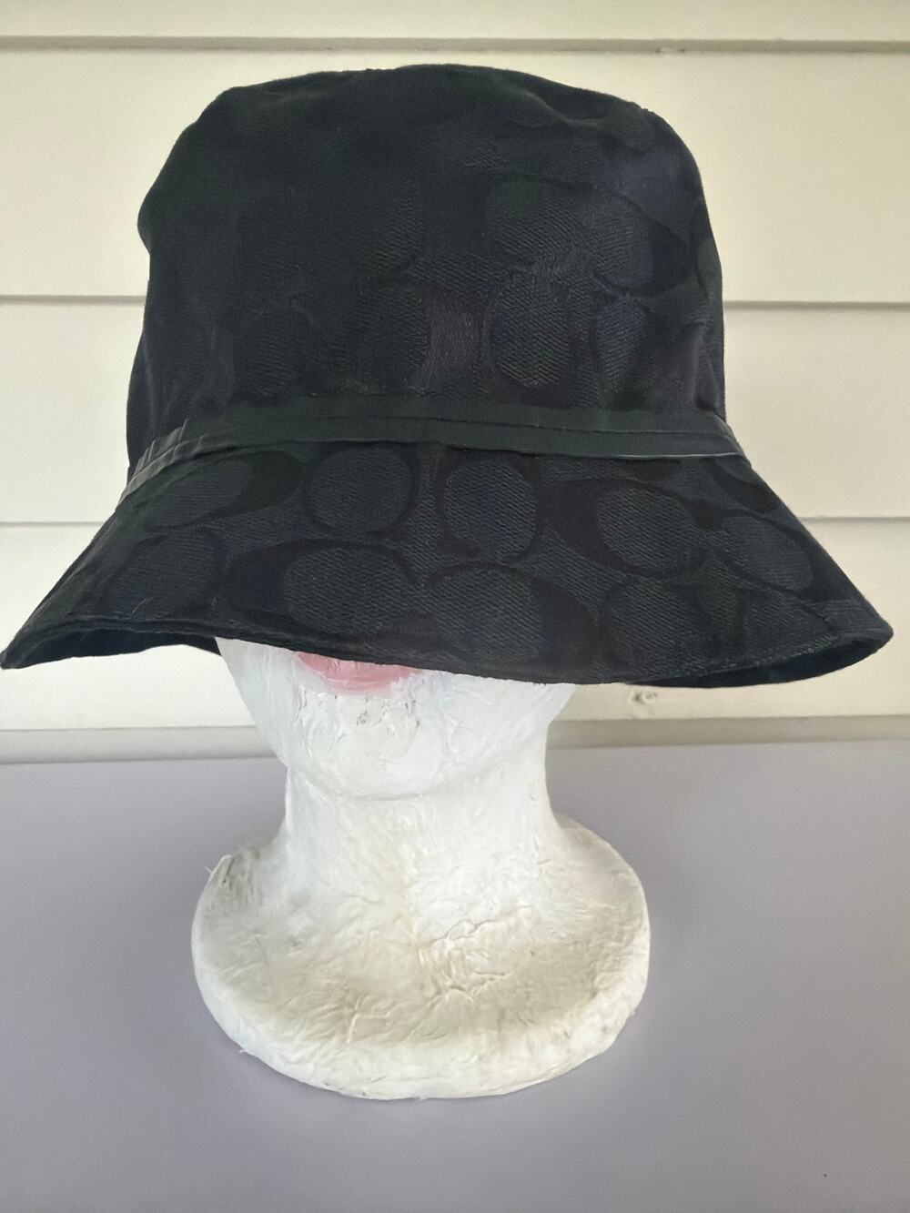 Vintage Coach Black Monogram Bucket Hat Size ML Y2K Luxury Streetwear Canvas